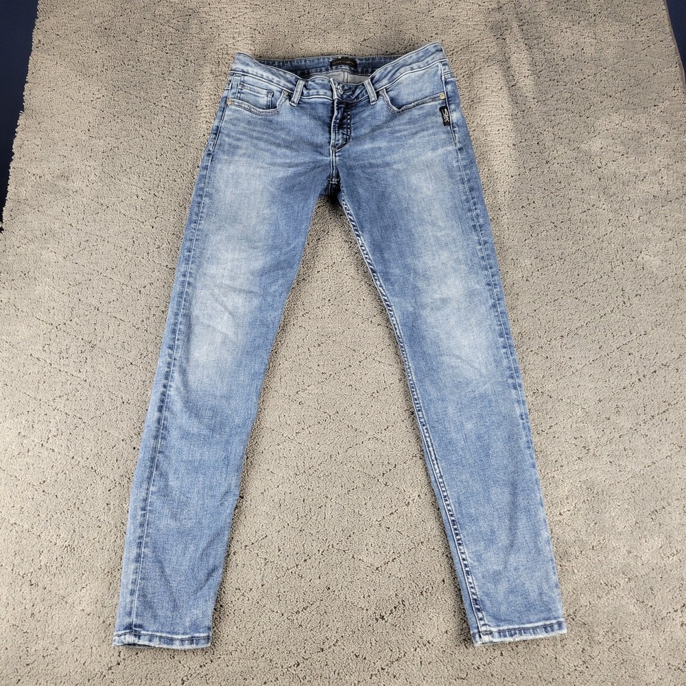 Silver Jeans Womens 30x29 Blue Tuesday Skinny Low Rise Slimming Stretch Denim